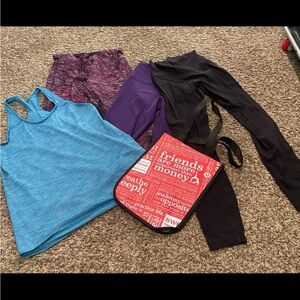 Lululemon Athletica, bundle of four items, leggings and shirt assorted sizes